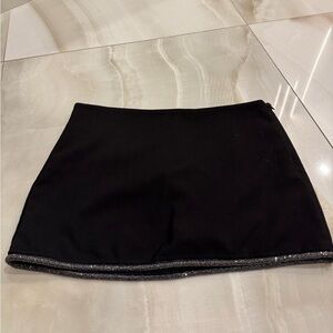 Black Mini Skirt with Metallic Trim